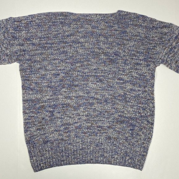 J Crew Women's Medium Blue Heather Marled Long Flared Sleeve V Neck Sweater - Picture 10 of 12